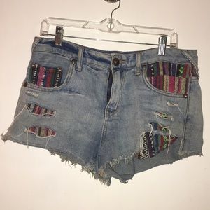 Free People Blue Jean Aztec shorts! W28
